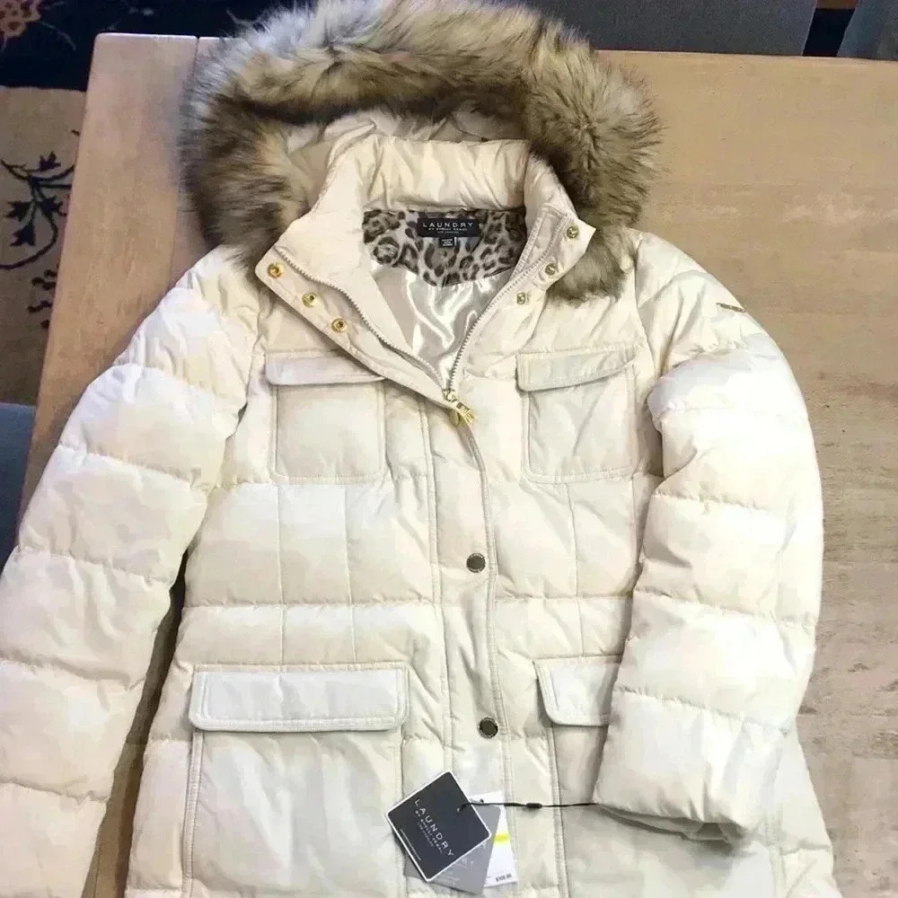 NWT Laundry ivory colored coat size medium